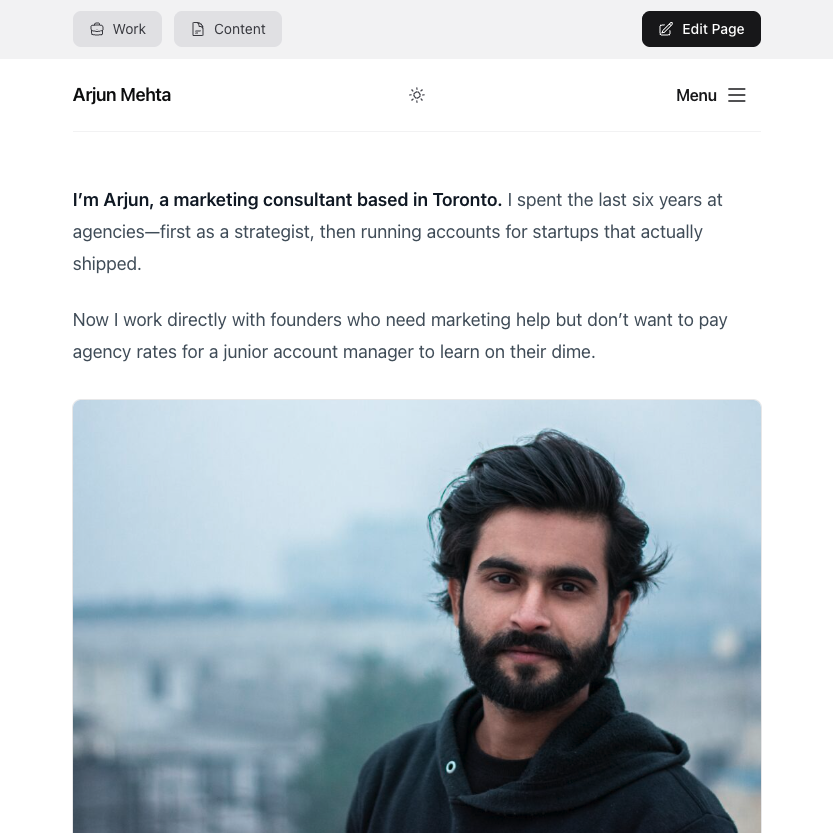 A snapshot of a Yoursellf site.
