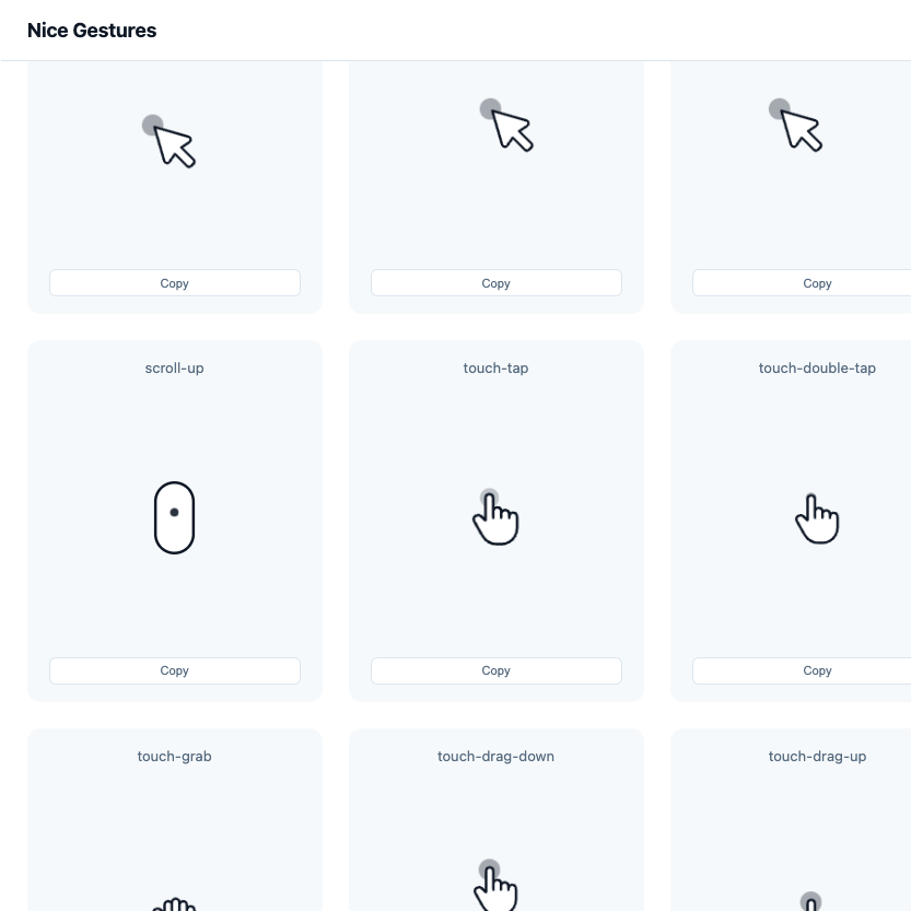 A snapshot from the Nice Gestures homepage.